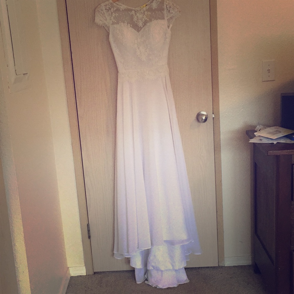 Lace open back wedding gown
